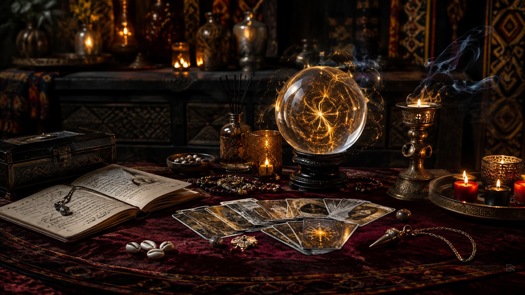 Traditional clairvoyant reading and cowrie shell divination
